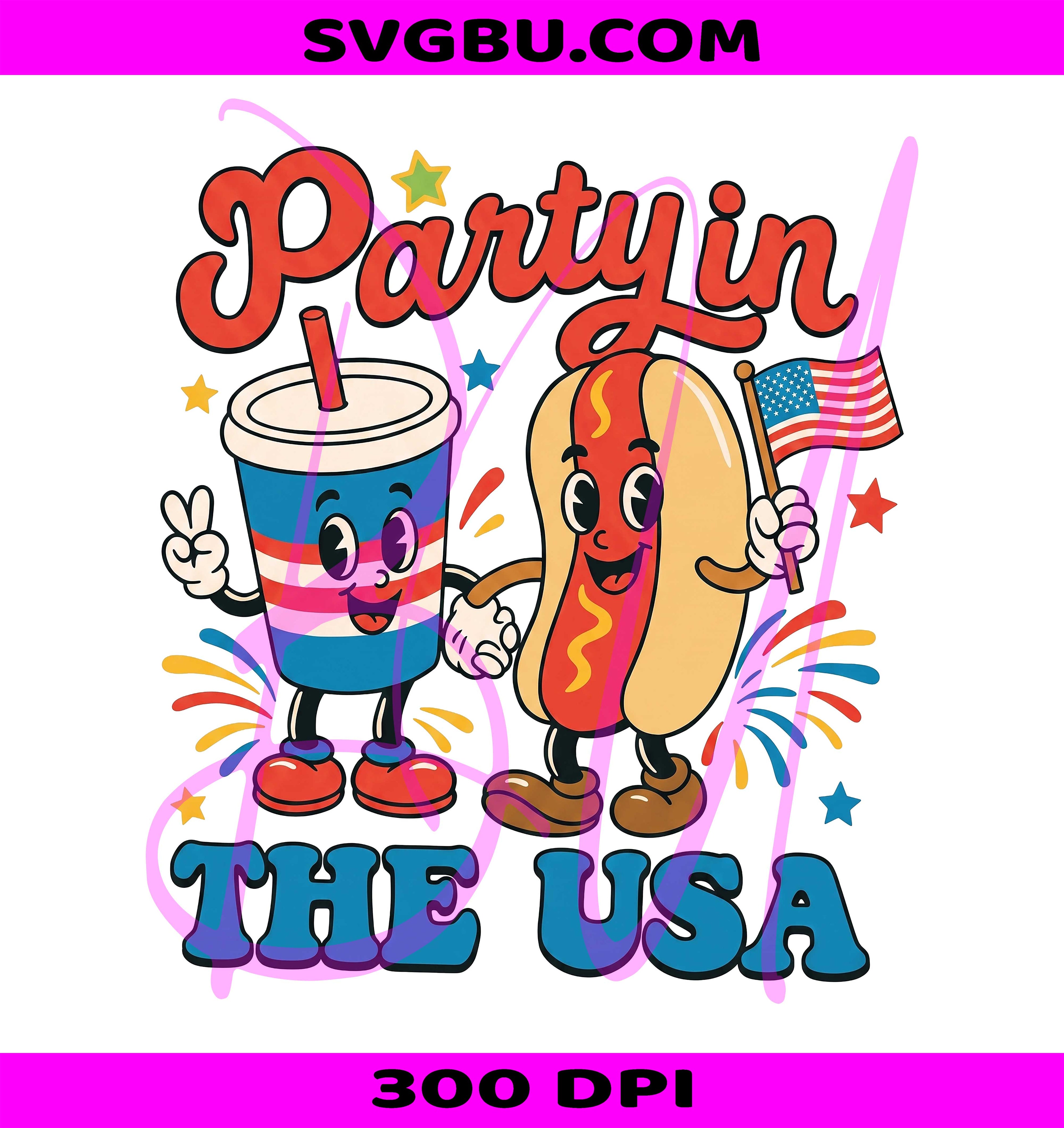 Party In The USA PNG, Hot Dog Soda PNG, Patriotic 4th Of July PNG