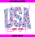 USA Floral PNG, USA Est 1776 PNG, Patriotic USA PNG