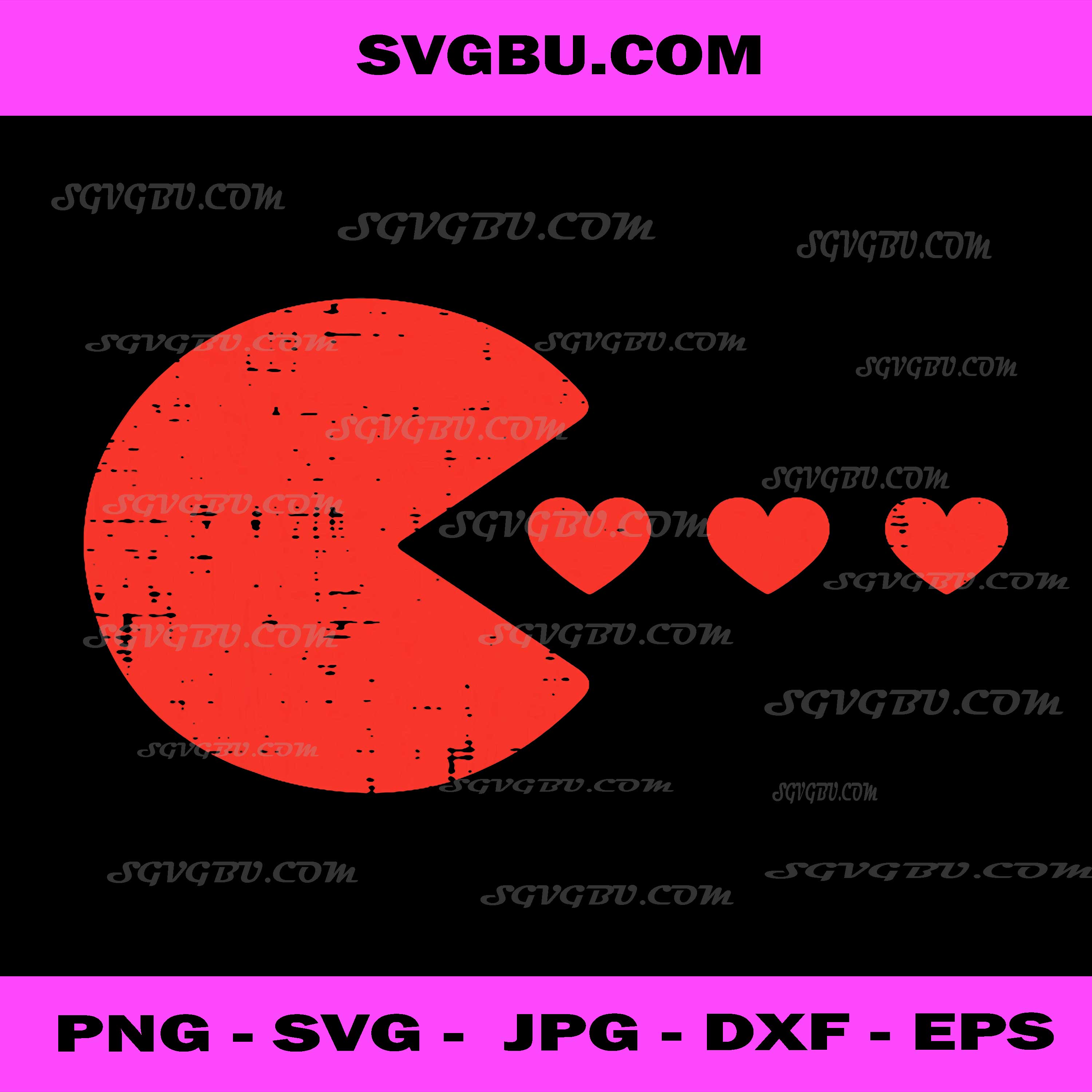 Valentines Day Gamer Eating Hearts PNG, Gamer Vday PNG