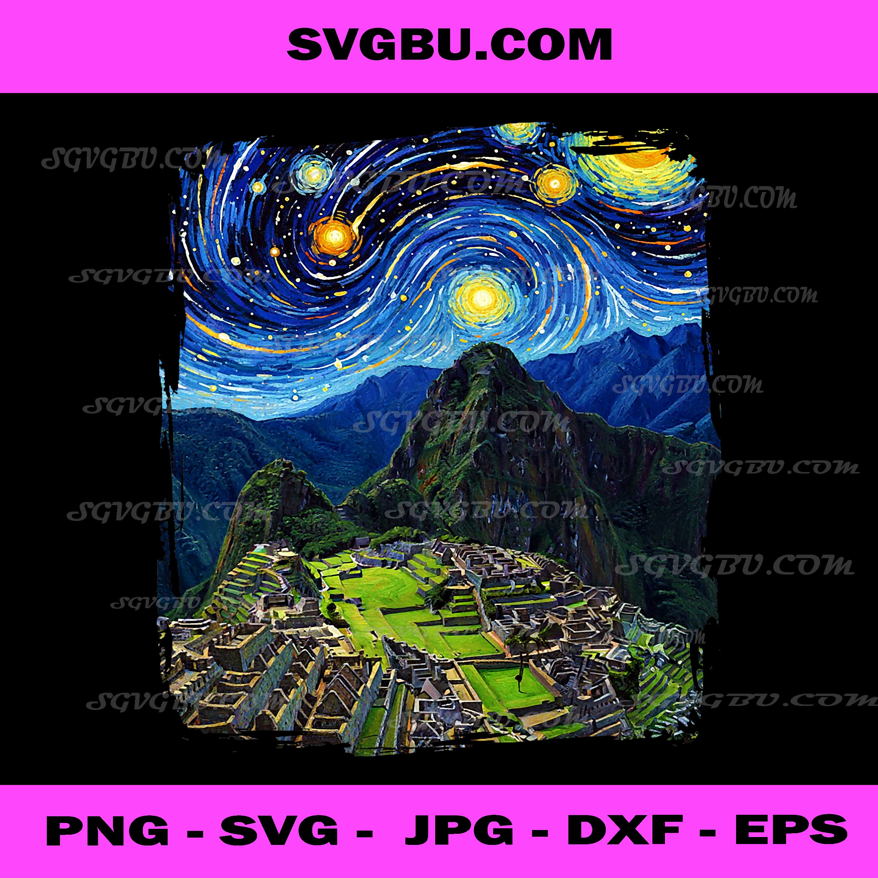 Van Gogh Starry Night Machu Pichu PNG, Inca City Peru Travel PNG