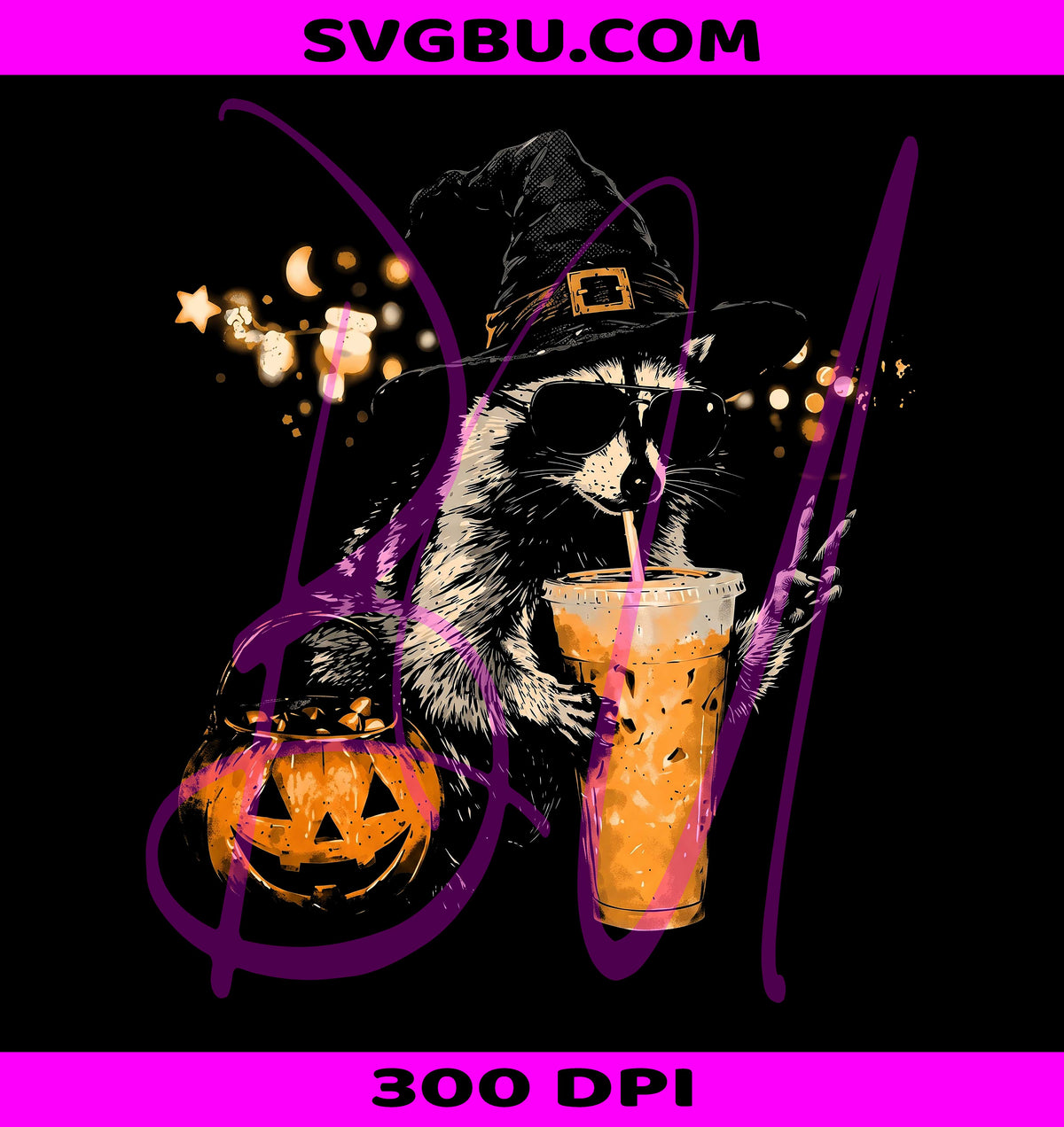 Halloween Raccoon PNG, Witchy Trash Panda PNG, Spooky Fall PNG