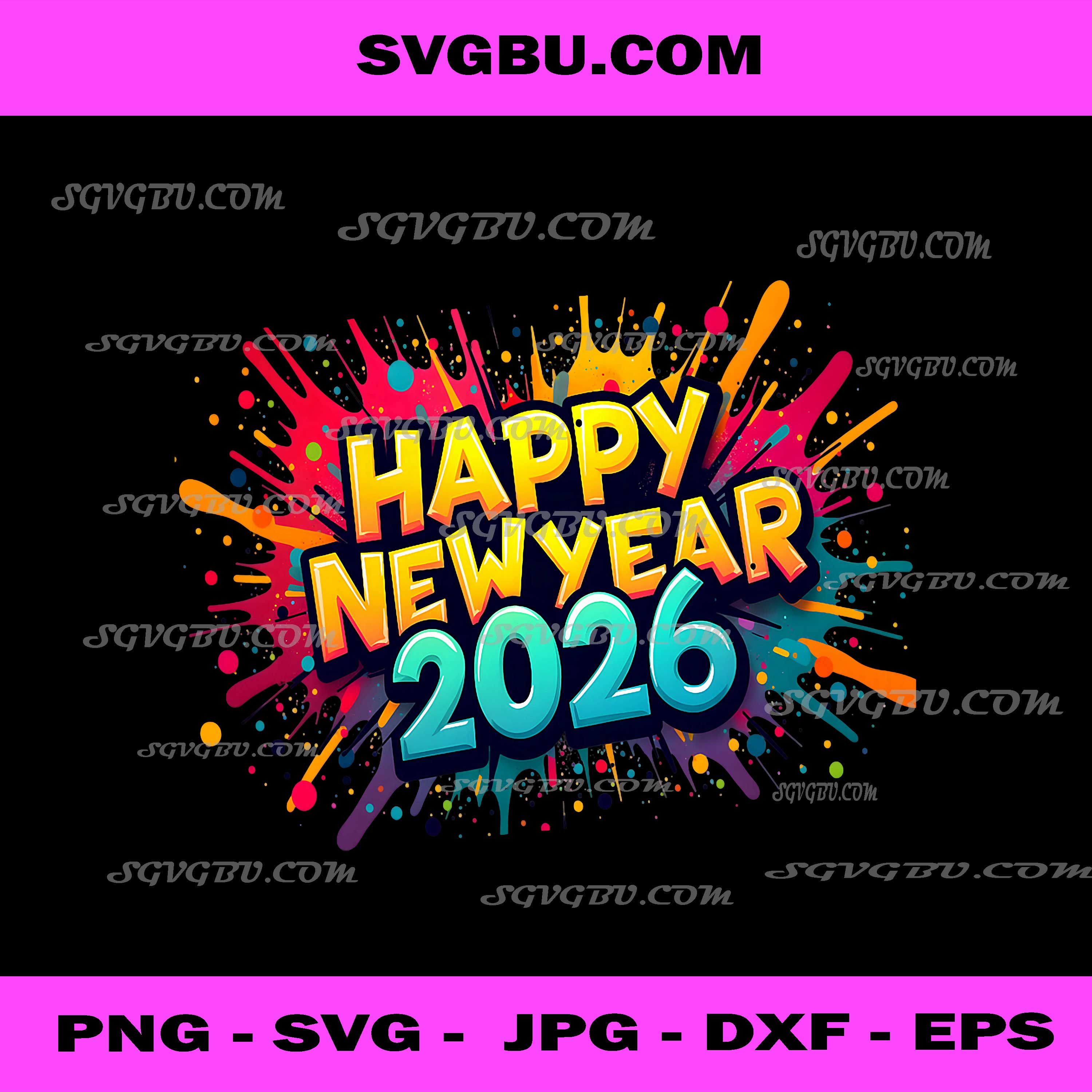 Happy New Year Party 2026 PNG, Ballon Family Matching PNG