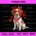 Brittany Spaniel Valentine Heart Glasses PNG, Cute Dog Lover Art PNG