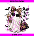 Boo Jee Ghost PNG, Leopard Bow Ghost PNG, Sassy Spooky Ghost PNG