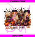 Autumn Leaves PNG, Fall Ghost Drink PNG, Coffee Halloween PNG