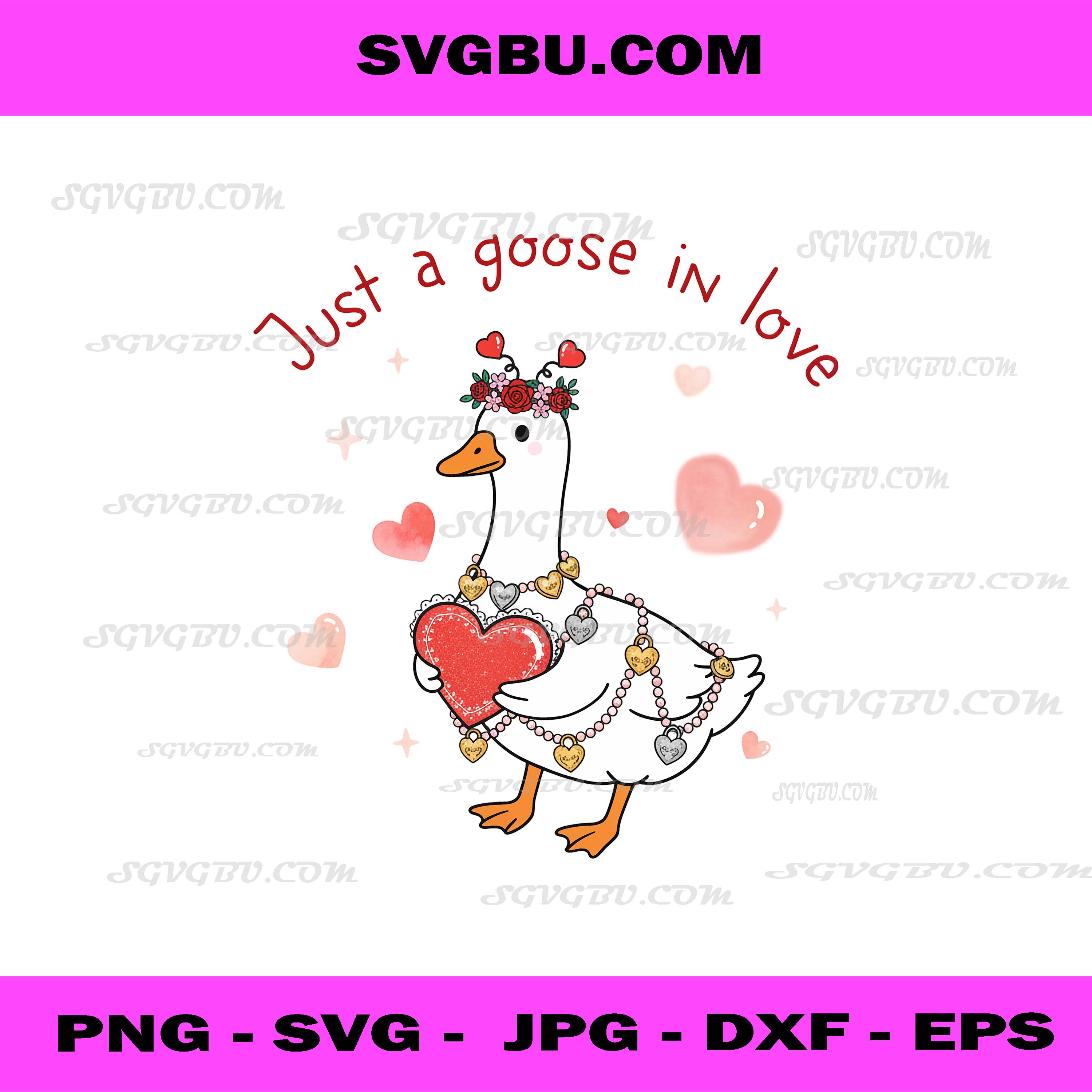 Just a love goose PNG, Preppy Valentines Day PNG, Funny Valentine PNG