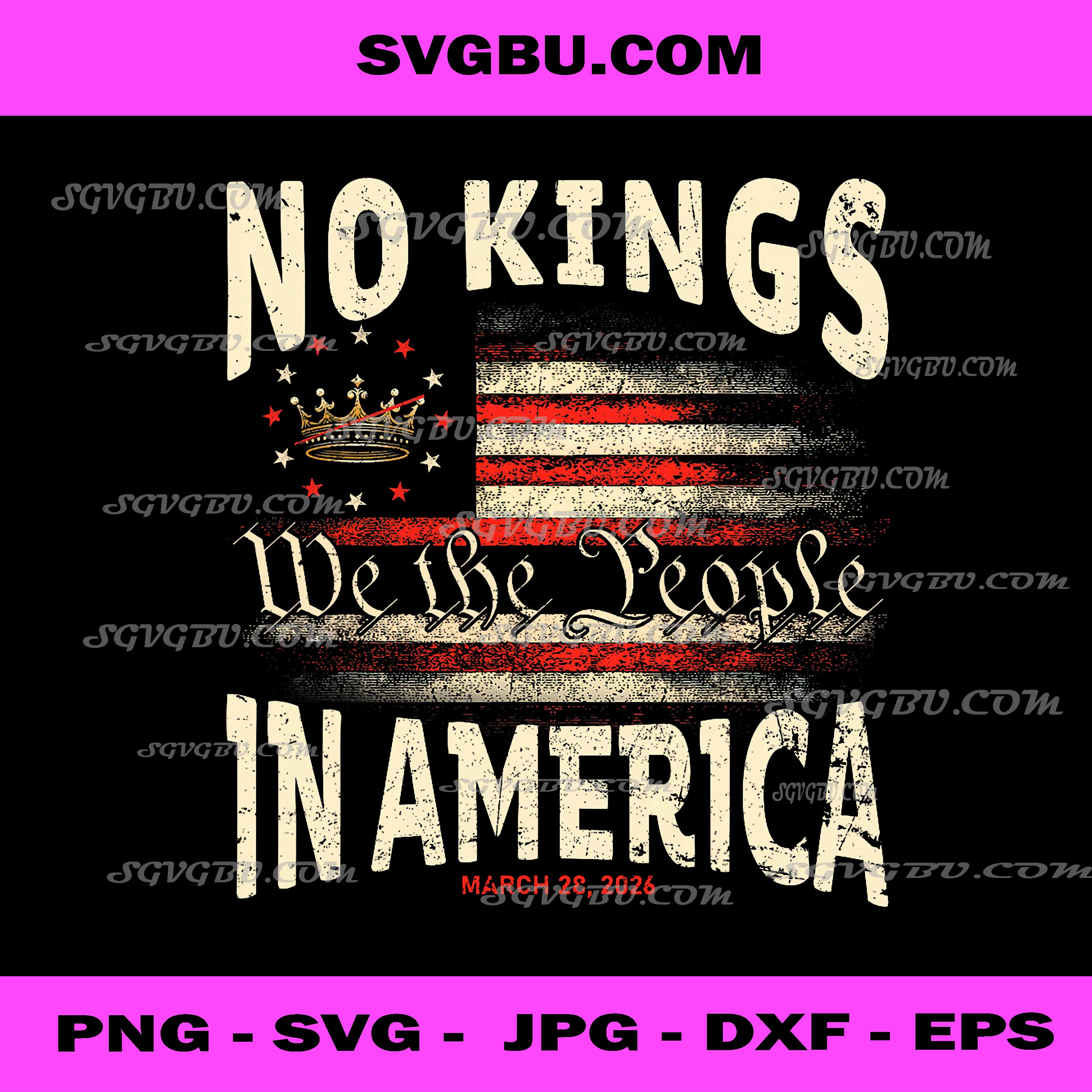 No Kings We The People In America PNG, Patriotic US Flag Art PNG