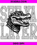See Ya Later, Black And White Distressed Gator PNG, Retro Crocodile Animal Design