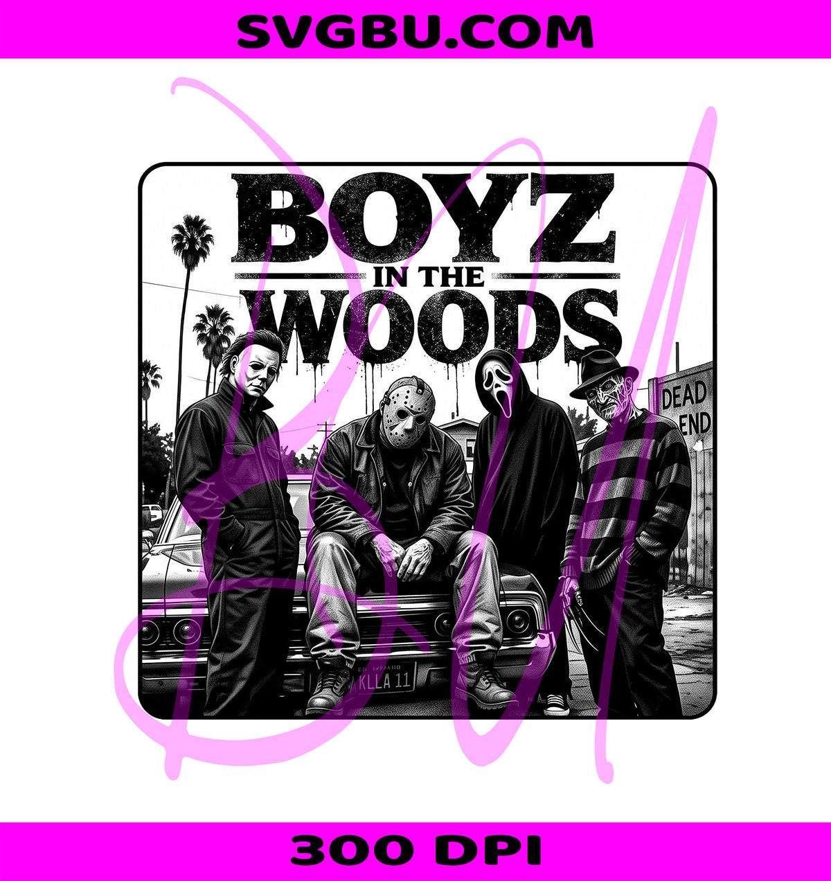 Boyz In The Woods PNG, Horror Character Mashup PNG, Retro Slasher PNG