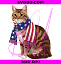 4th Of July Cat PNG, Patriotic Cat PNG, USA Flag Cat PNG