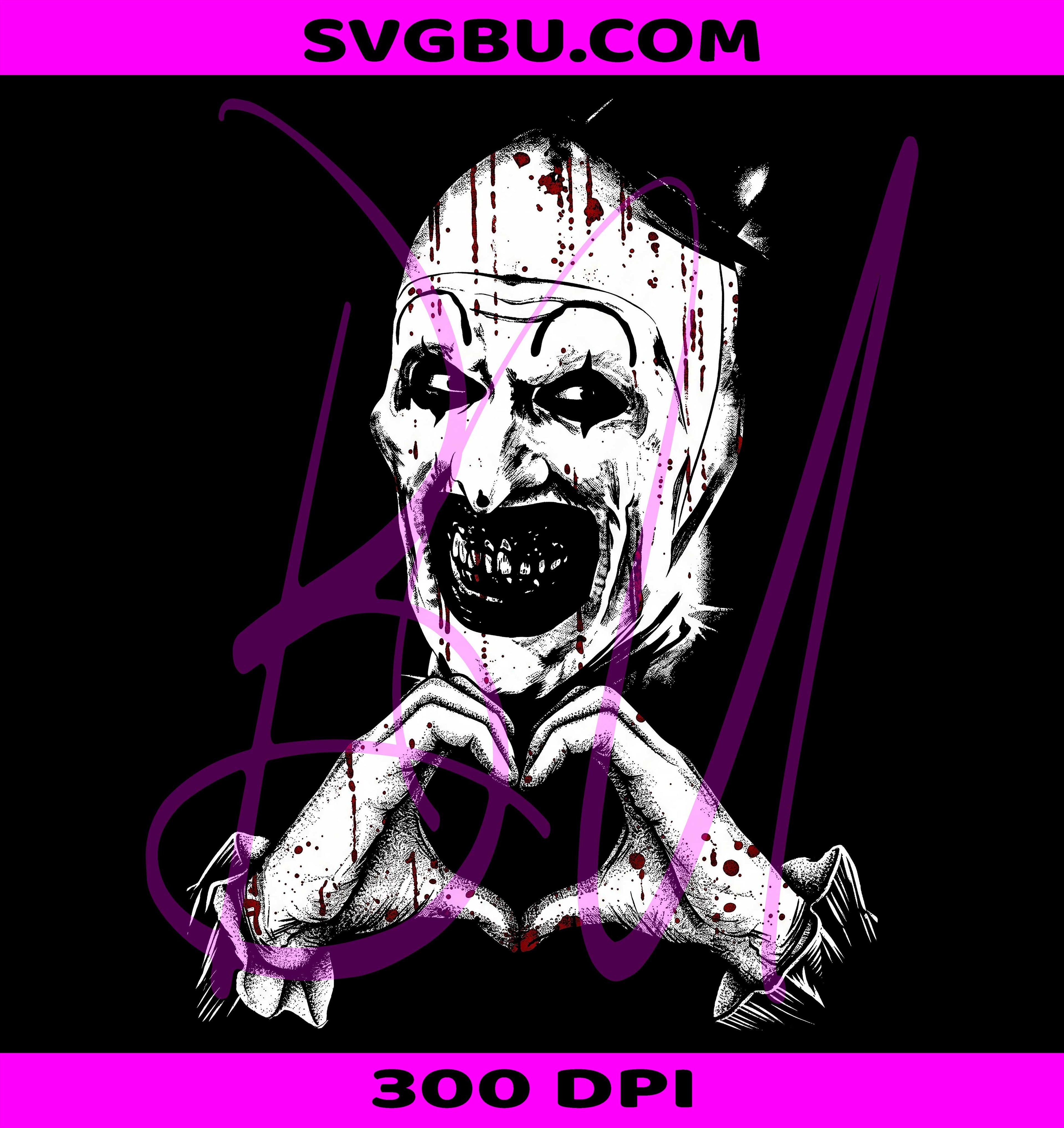 Art The Clown PNG, Terrifier Clown PNG, Creepy Heart Hands PNG