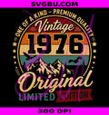Vintage 1976 PNG, Original Birthday PNG, Retro Mountain PNG