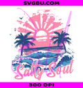 Salty Soul Sunset Palm Trees PNG, Summer Beach Waves Design PNG