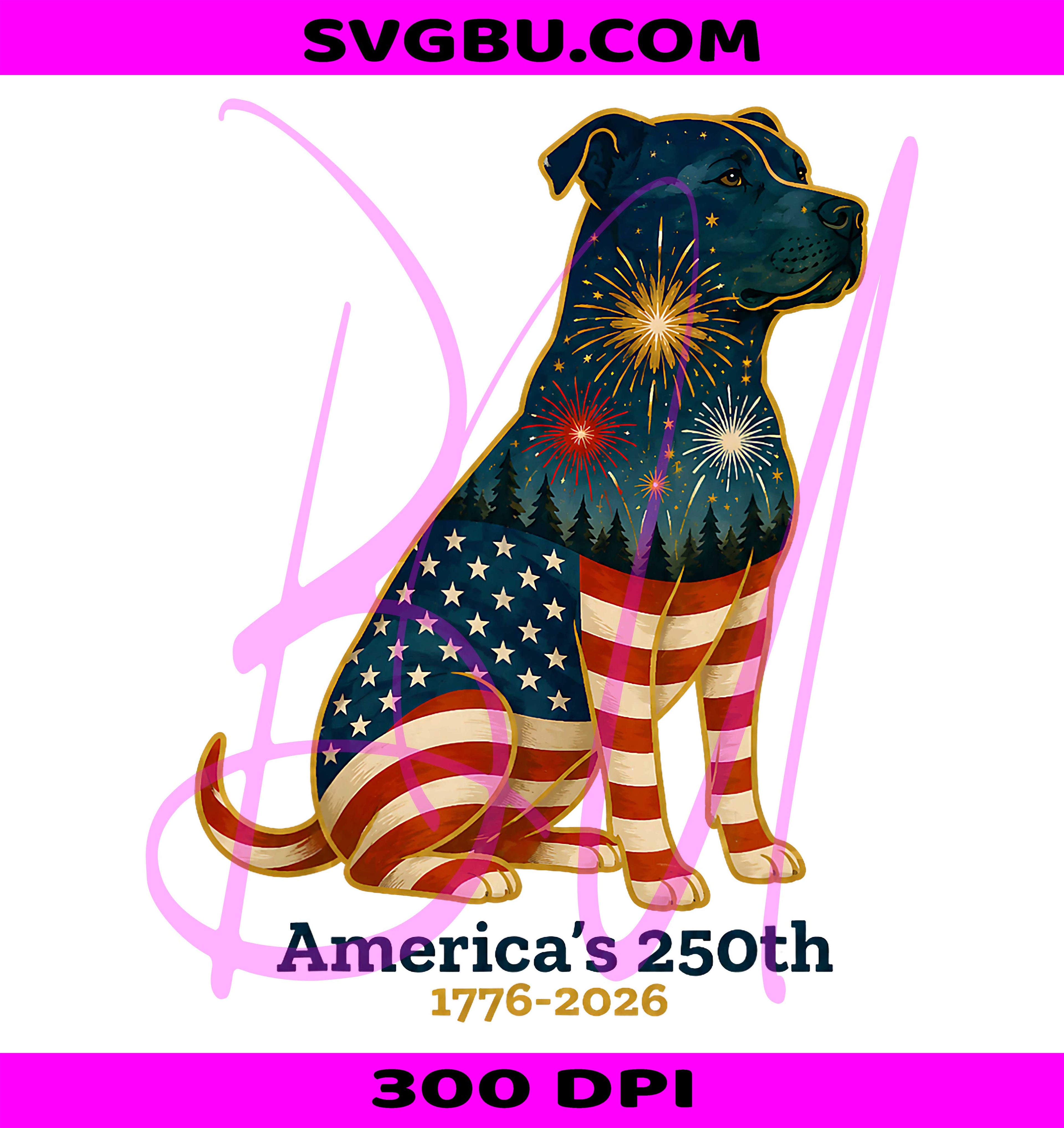 Pitbull 250 Years PNG, Patriotic Pitbull PNG, 250th Anniversary PNG