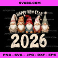 Happy New Year 2026 PNG, Gnomes Family New Year’s Party PNG