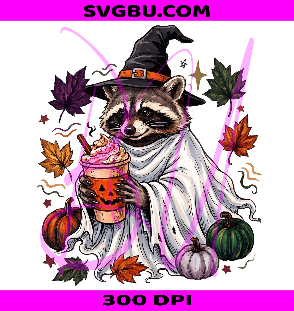 Halloween Raccoon PNG, Witch Hat Raccoon PNG, Funny Raccoon PNG