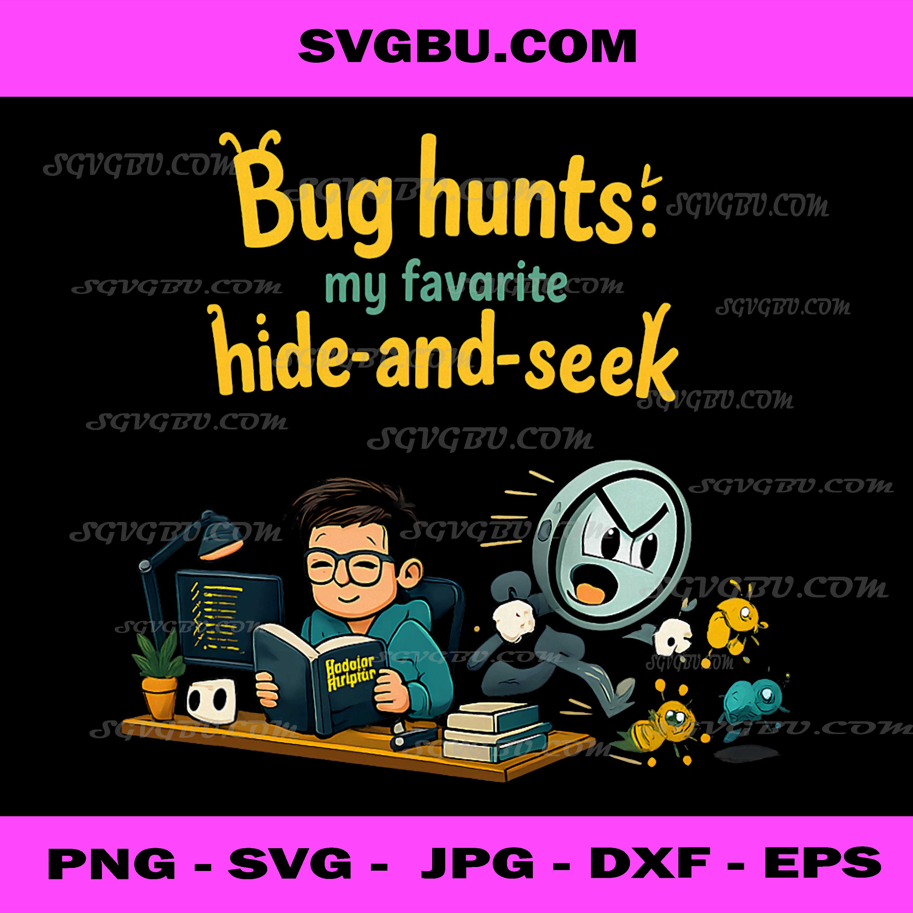 Bug Hunts Hide And Seek PNG, Funny Coder PNG, Software Developer PNG