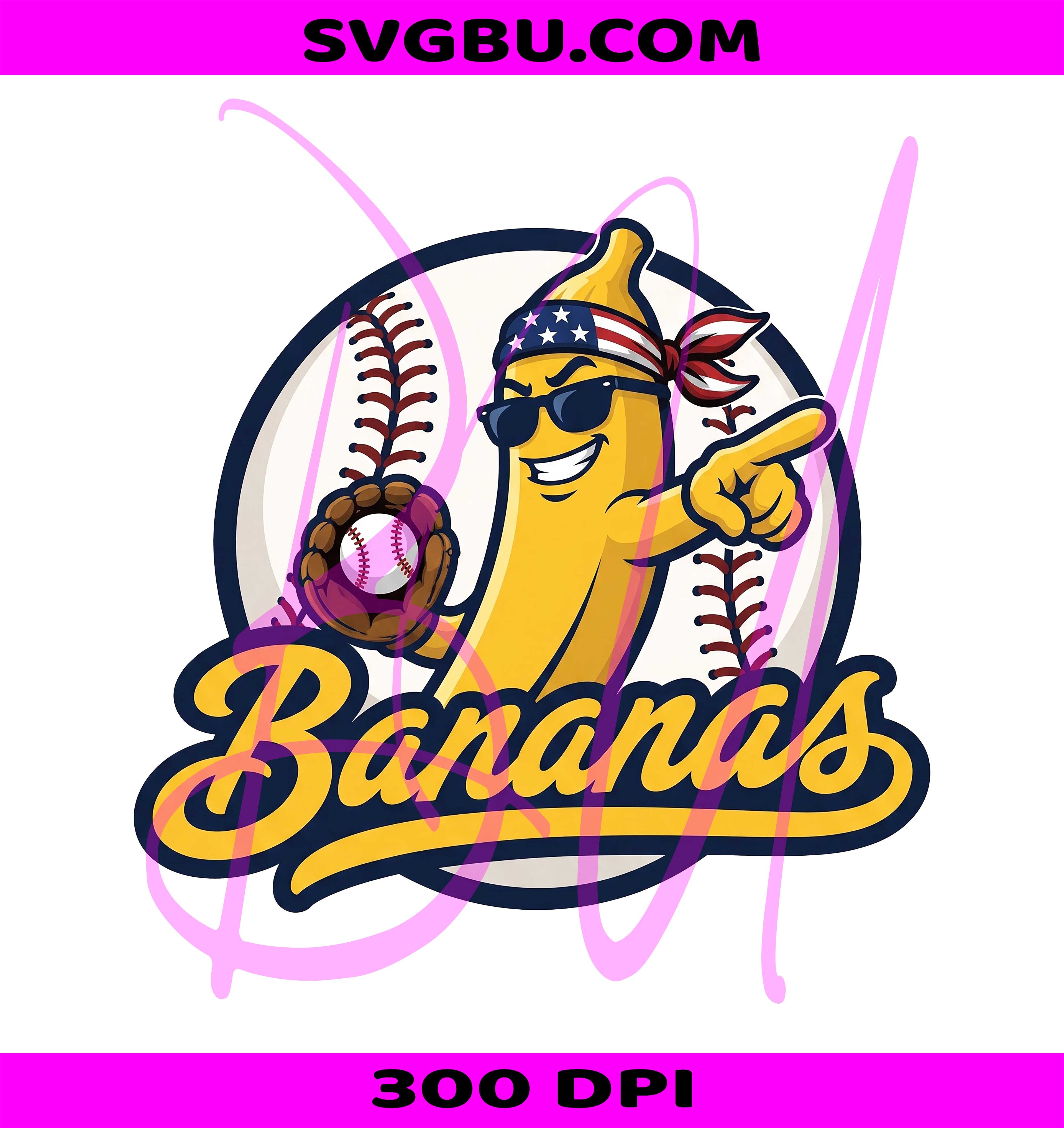 Funny Banana PNG, Retro Baseball PNG, Sports Mascot PNG