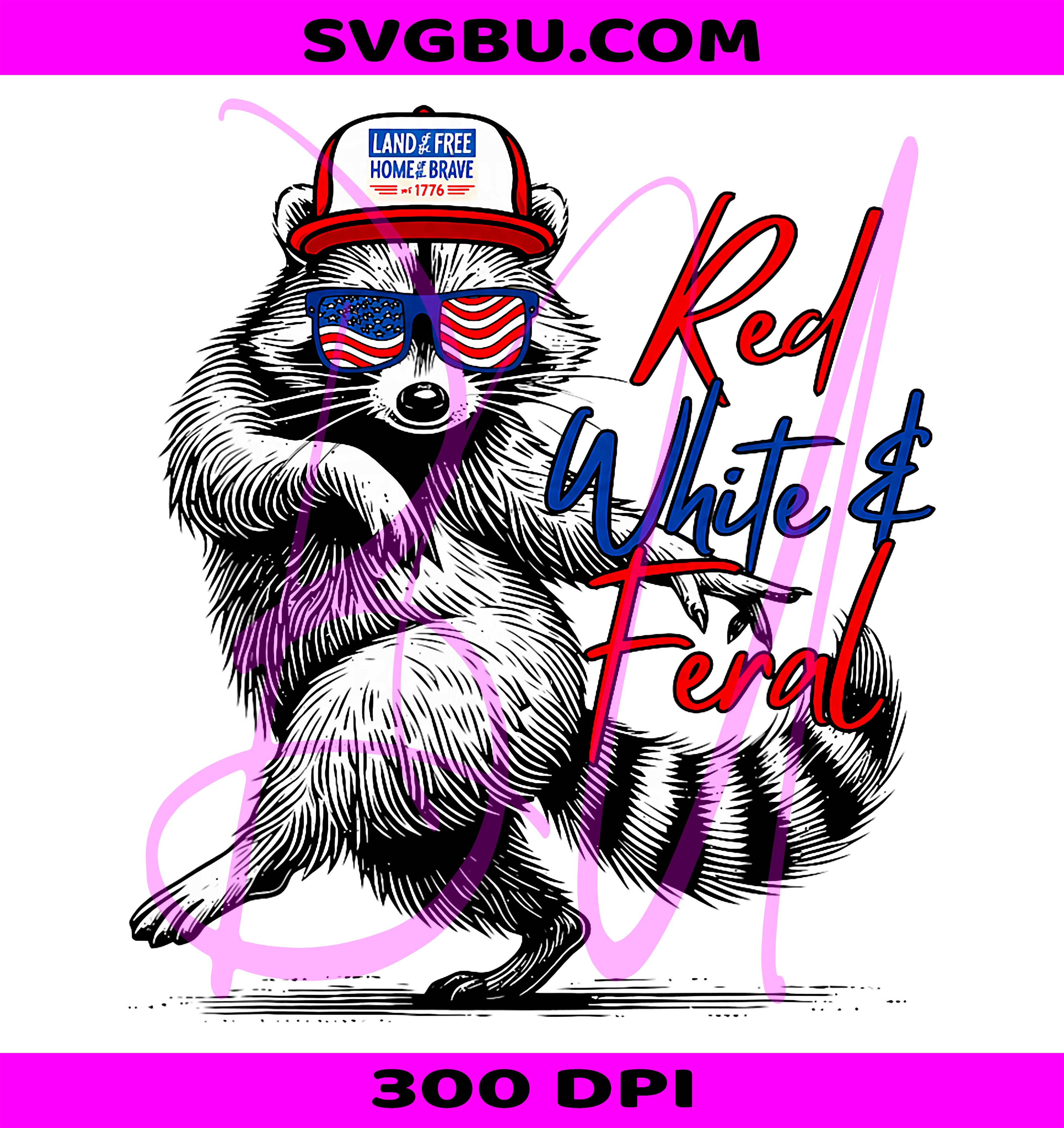 Red White And Feral Raccoon PNG, Funny 4th Of July Patriotic PNG