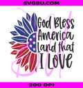 God Bless America PNG, Patriotic Sunflower PNG, Flag Sunflower PNG