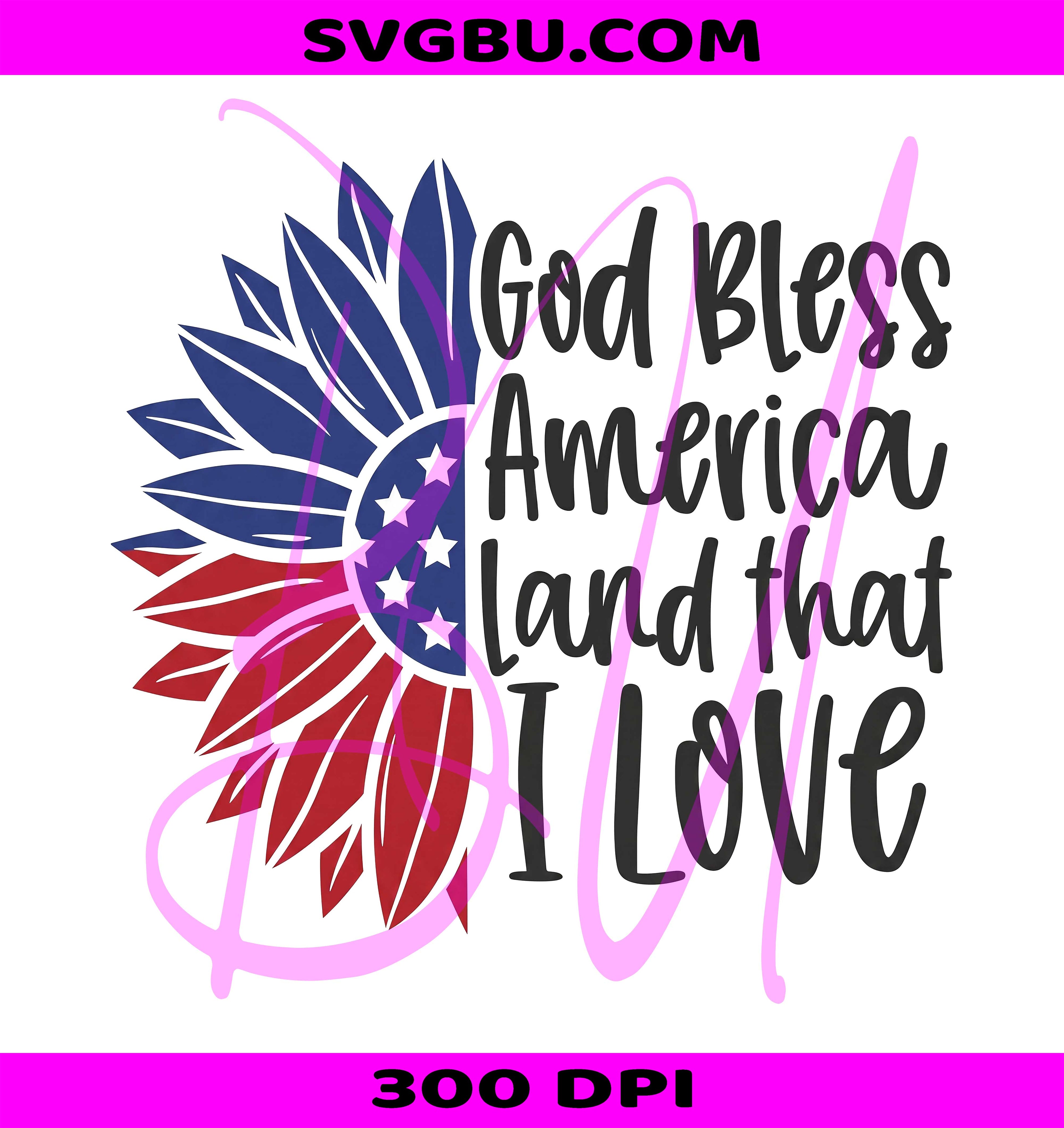 God Bless America PNG, Patriotic Sunflower PNG, Flag Sunflower PNG
