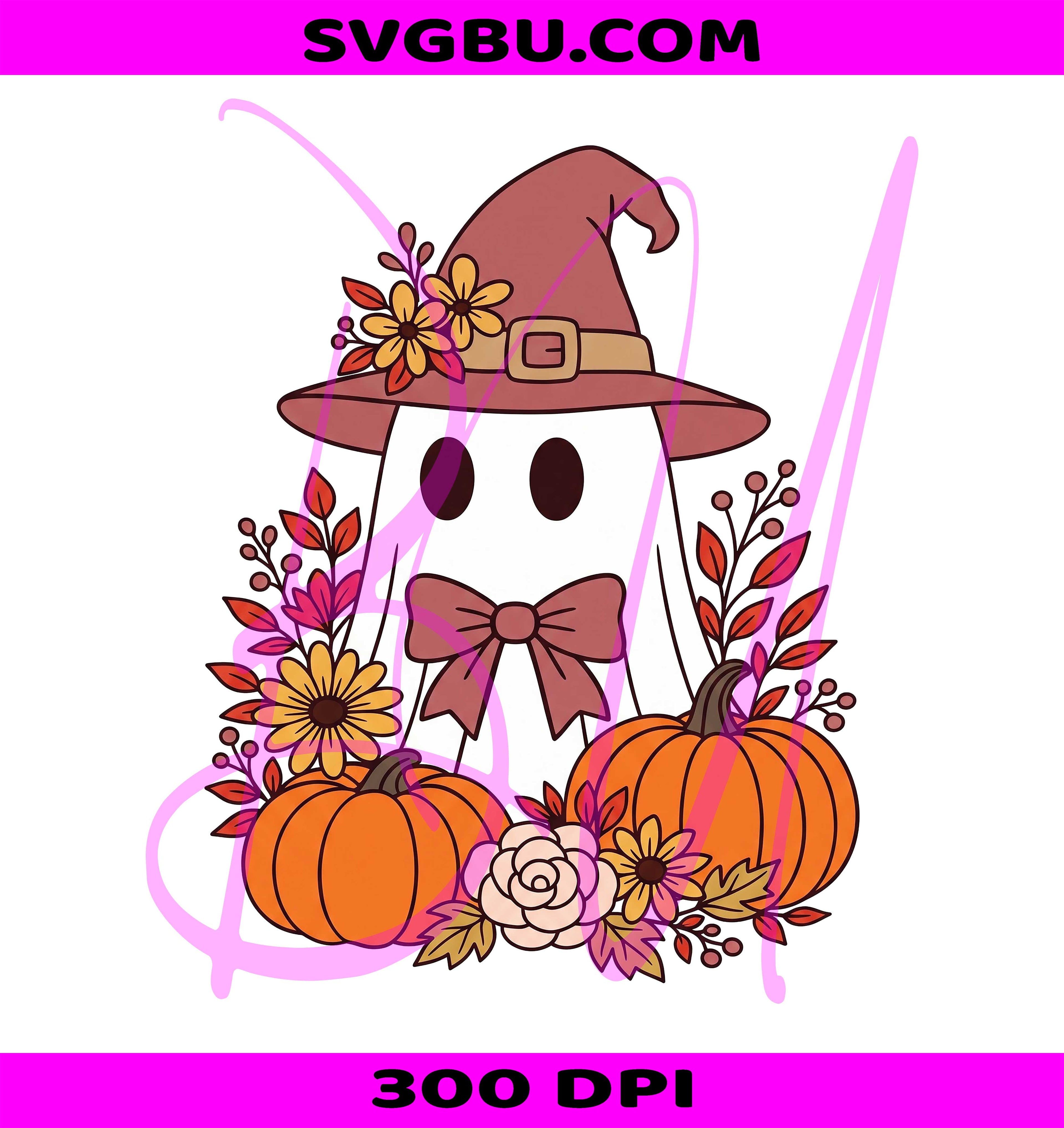 Ghost With Pumpkins PNG, Spooky Ghost PNG, Cute Halloween PNG