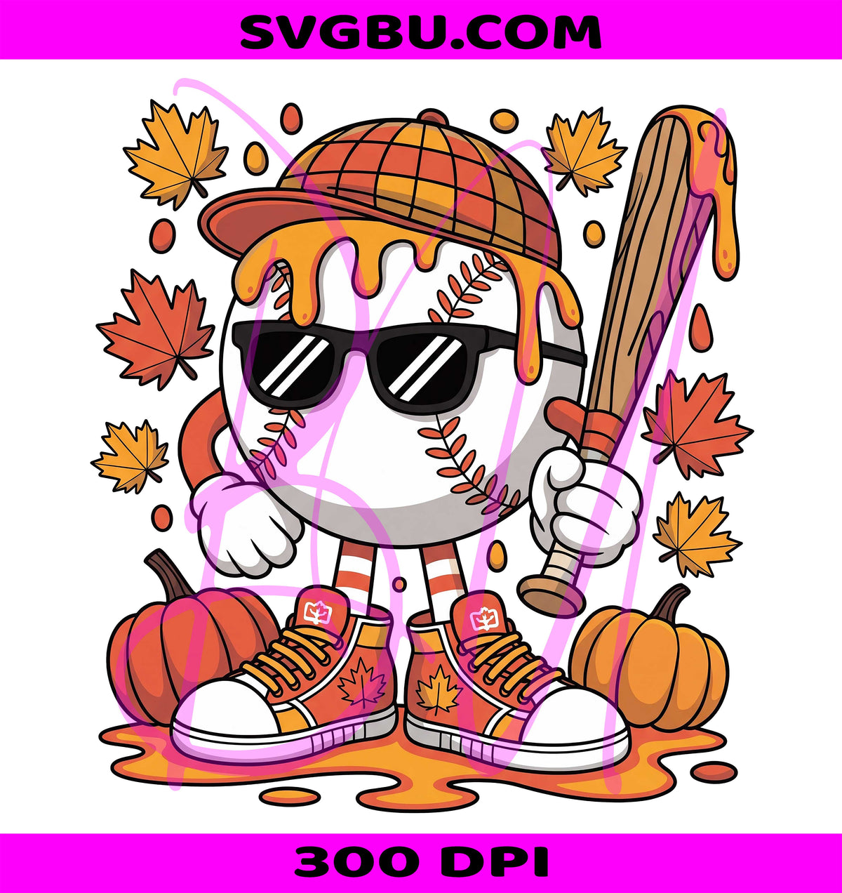 Fall Baseball PNG, Thanksgiving Drip PNG, Ice Cream Sublimation PNG