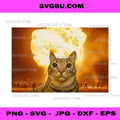 Funny Cat Explosion Meme PNG, Brain Rot Humor Design