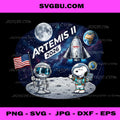 Artemis II 2026 PNG, Astronaut Snoopy NASA Moon Mission Design