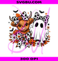 Halloween Highland Cow PNG, Ghost Cow PNG, Cute Western Spooky PNG