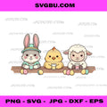 Easter Friends, Cute Bunny Chick and Lamb With Eggs PNG