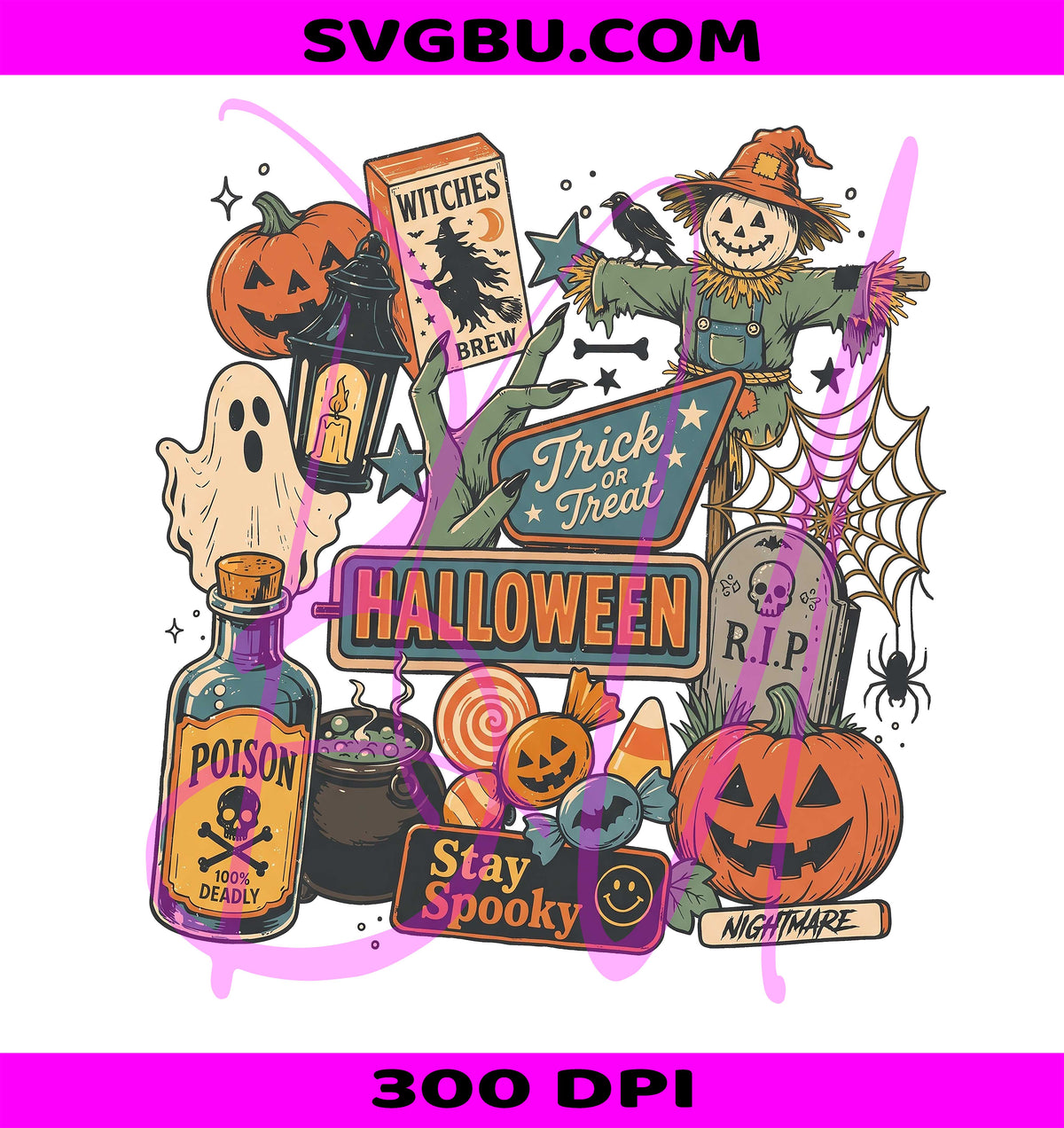 Retro Halloween PNG, Vintage Trick Or Treat PNG, Pumpkin Ghost Fall PNG