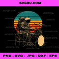 Astronaut Drummer PNG, Retro Design Space Music Lover PNG