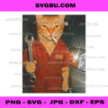 Funny Cat Mechanic Smoking PNG, Car Garage Kitty Meme Humor Design