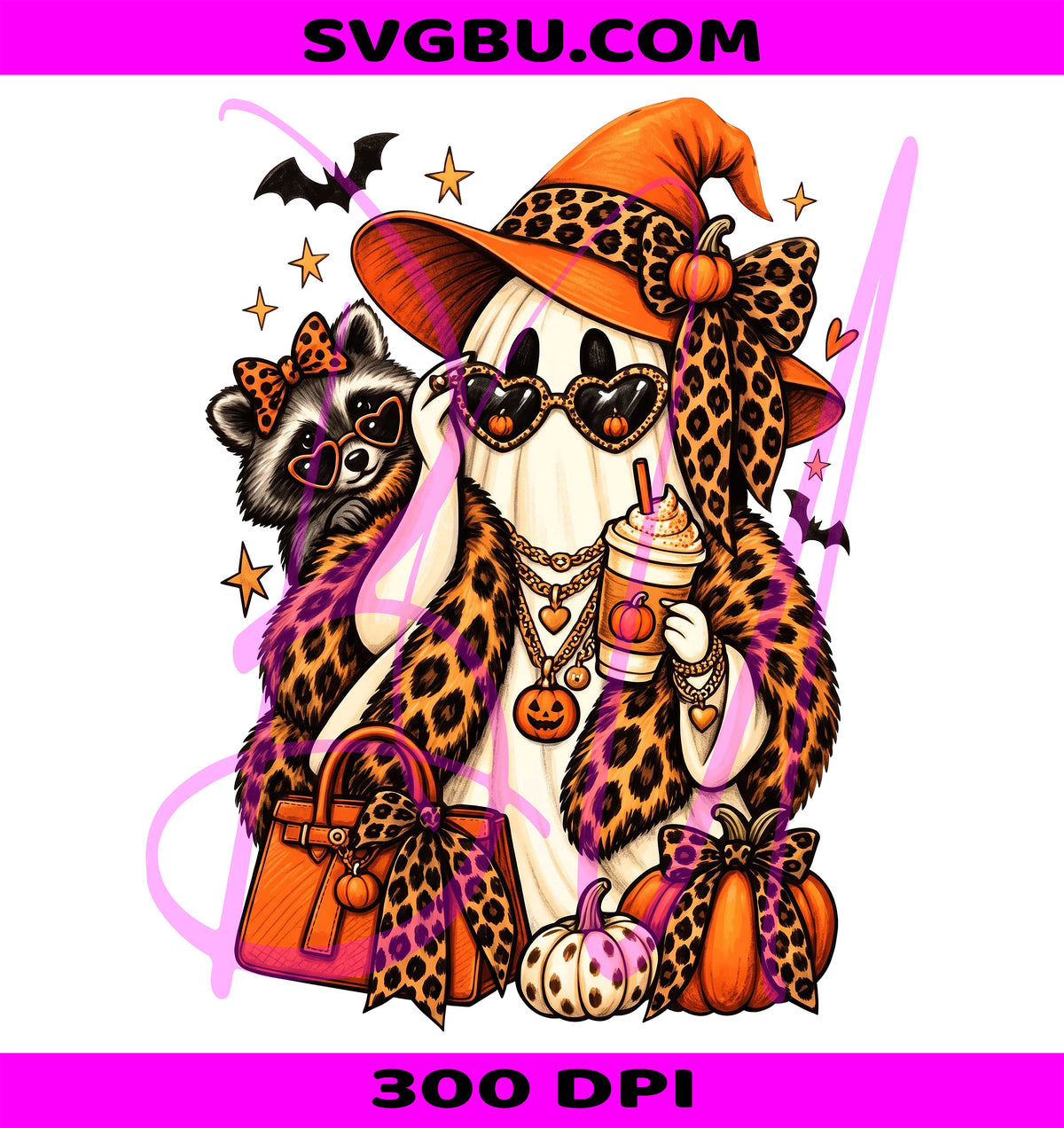 Halloween Raccoon PNG, Leopard Witch Hat PNG, Witch Raccoon PNG