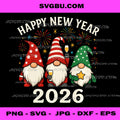 Happy New Year 2026 PNG, Gnomes Fireworks Party PNG