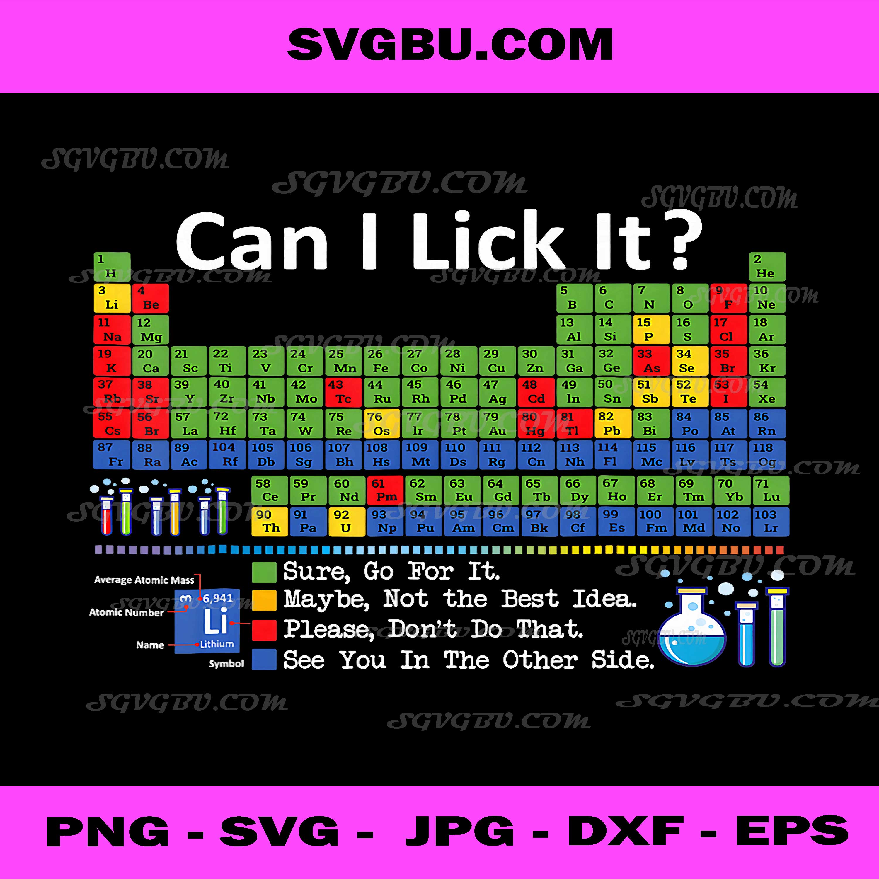 Can I Lick It Periodic Table Chart Science PNG, Teacher Cool Meme PNG