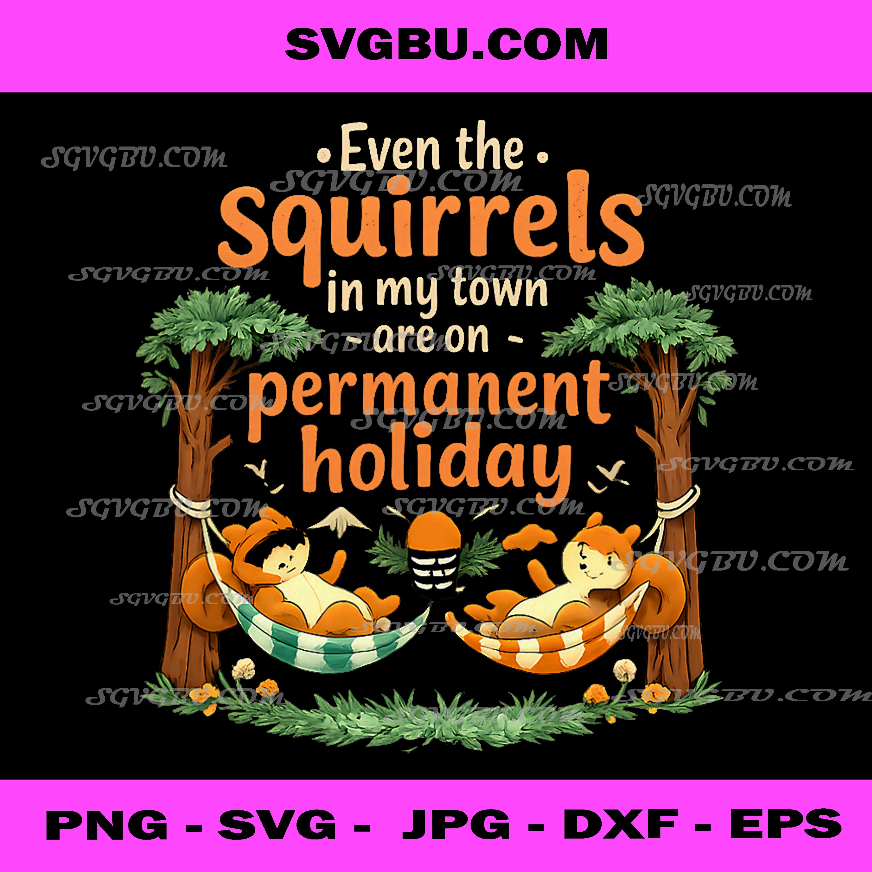 Squirrels On Permanent Holiday PNG, Funny Squirrel Hammock PNG