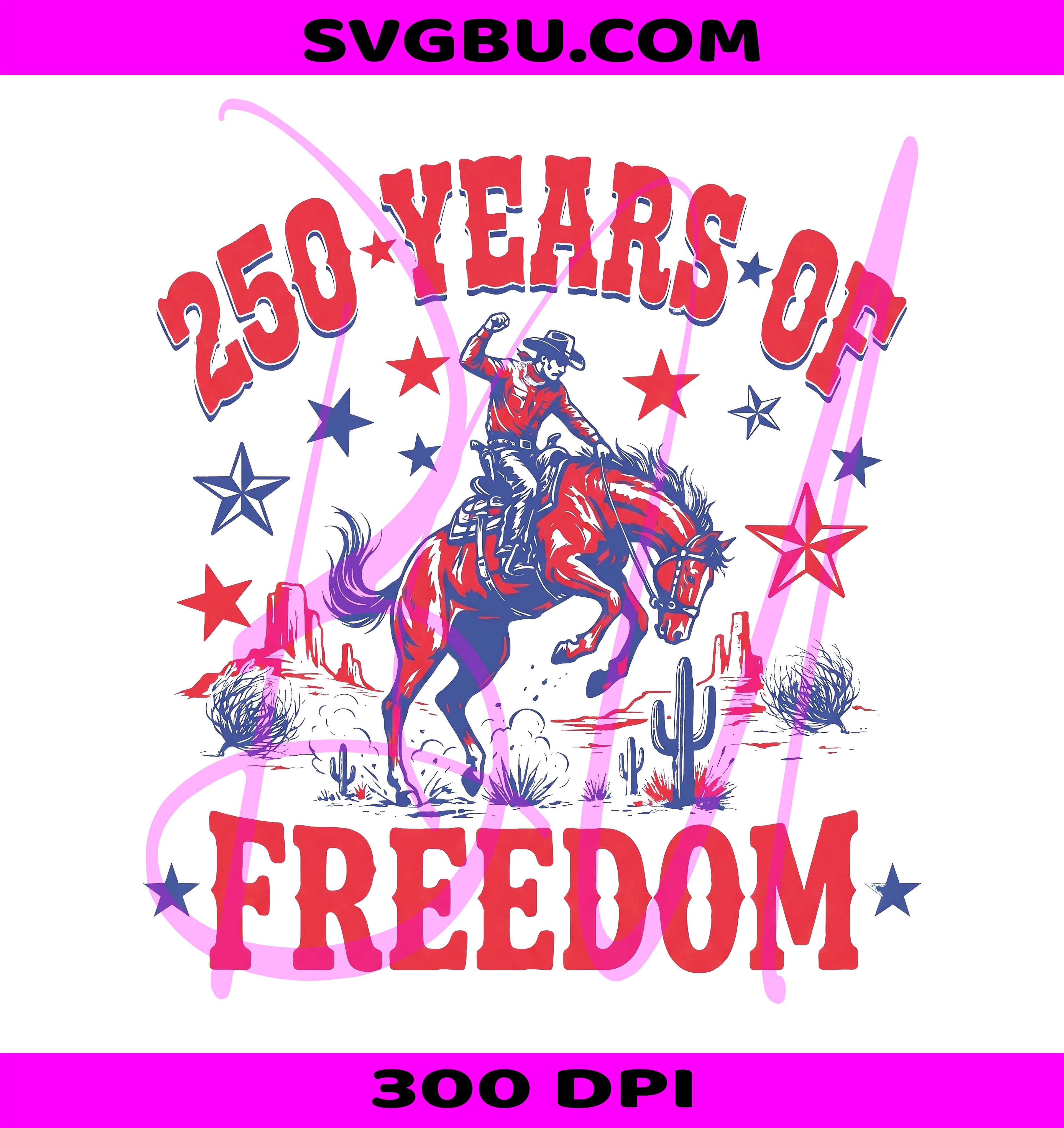 250 Years Of Freedom Cowboy PNG, Patriotic Western Horse PNG