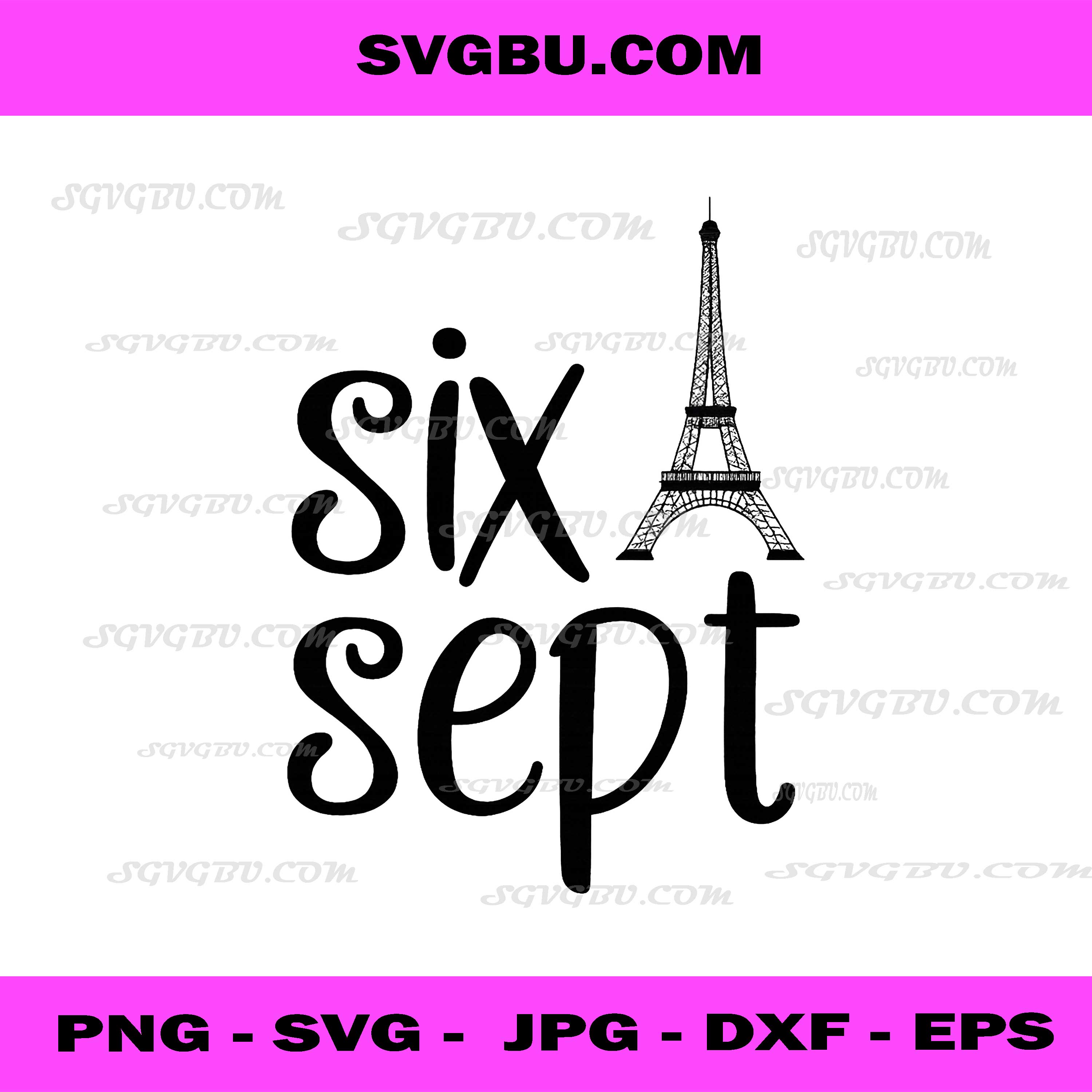 Vintage Six Sept Paris Style French PNG, Retro Handwritten 6-7 PNG