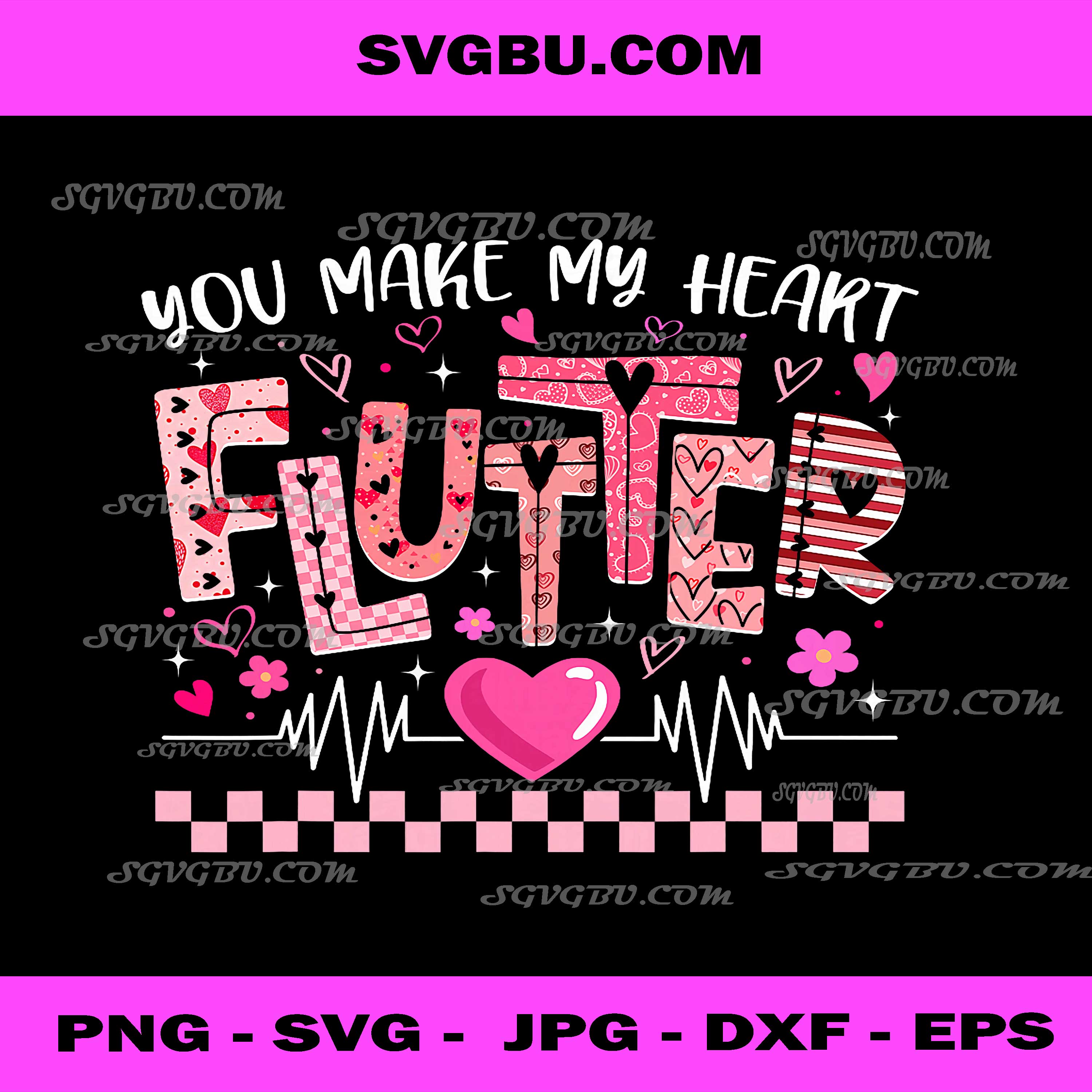 Valentine You Make My Heart Flutter Cardiac Nurse CVICU PNG