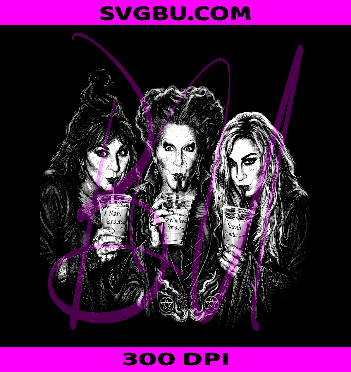 Hocus Pocus Iced Coffee PNG, Halloween Characters PNG, Spooky Coffee PNG