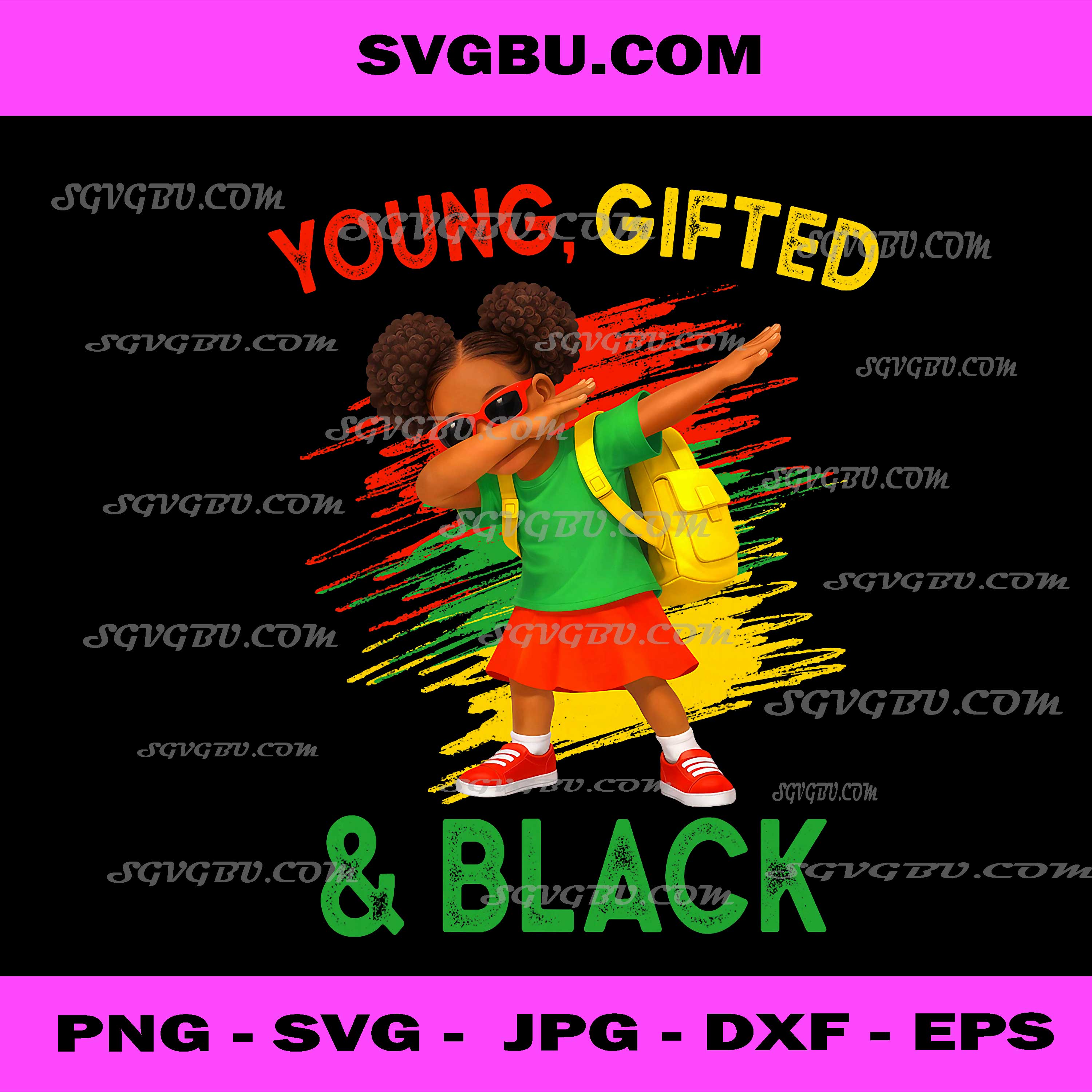 Young Gifted and Black Girl Dabbing PNG, Black History Month PNG
