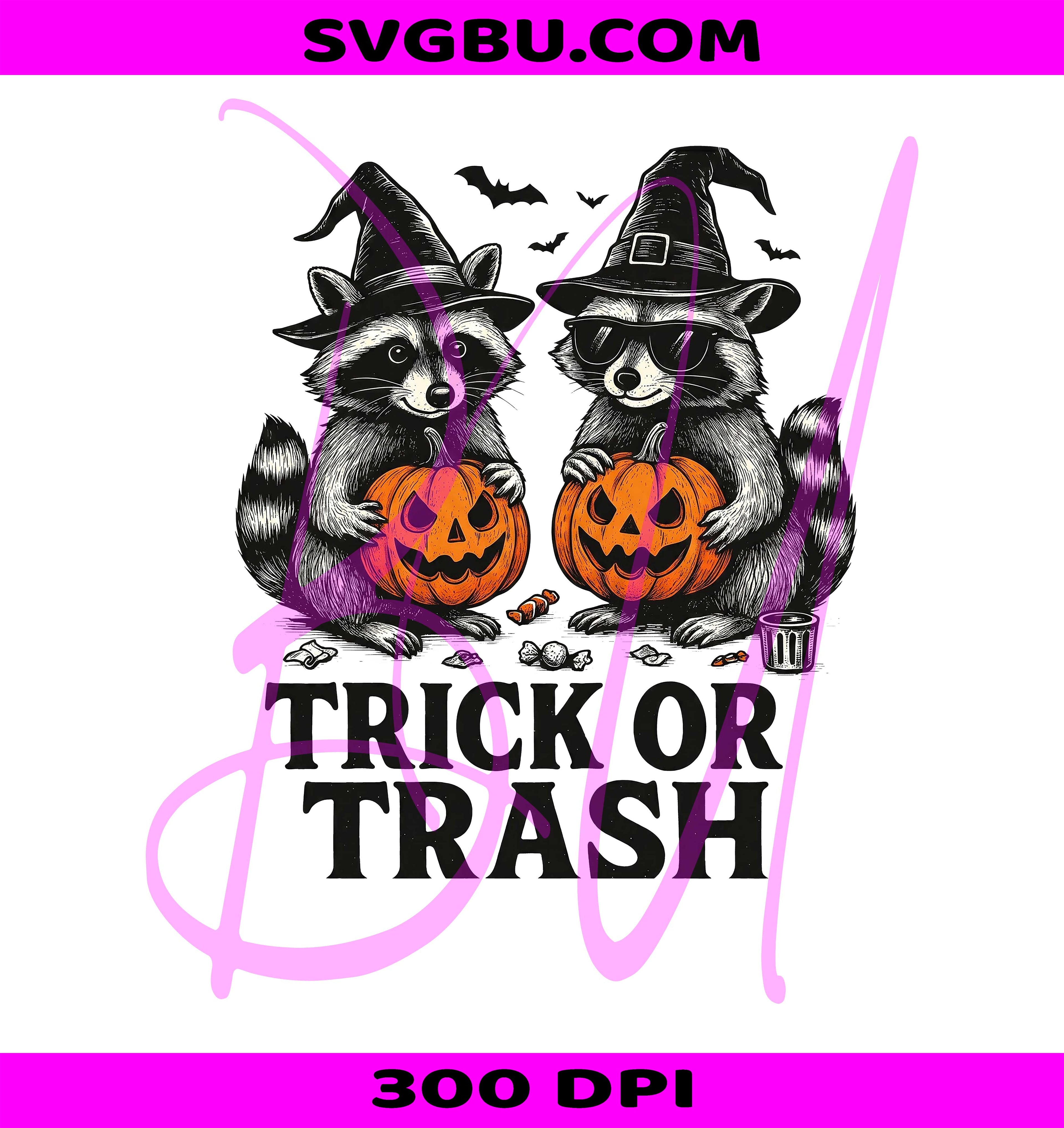 Trick Or Trash PNG, Funny Raccoon PNG, Halloween Raccoon PNG