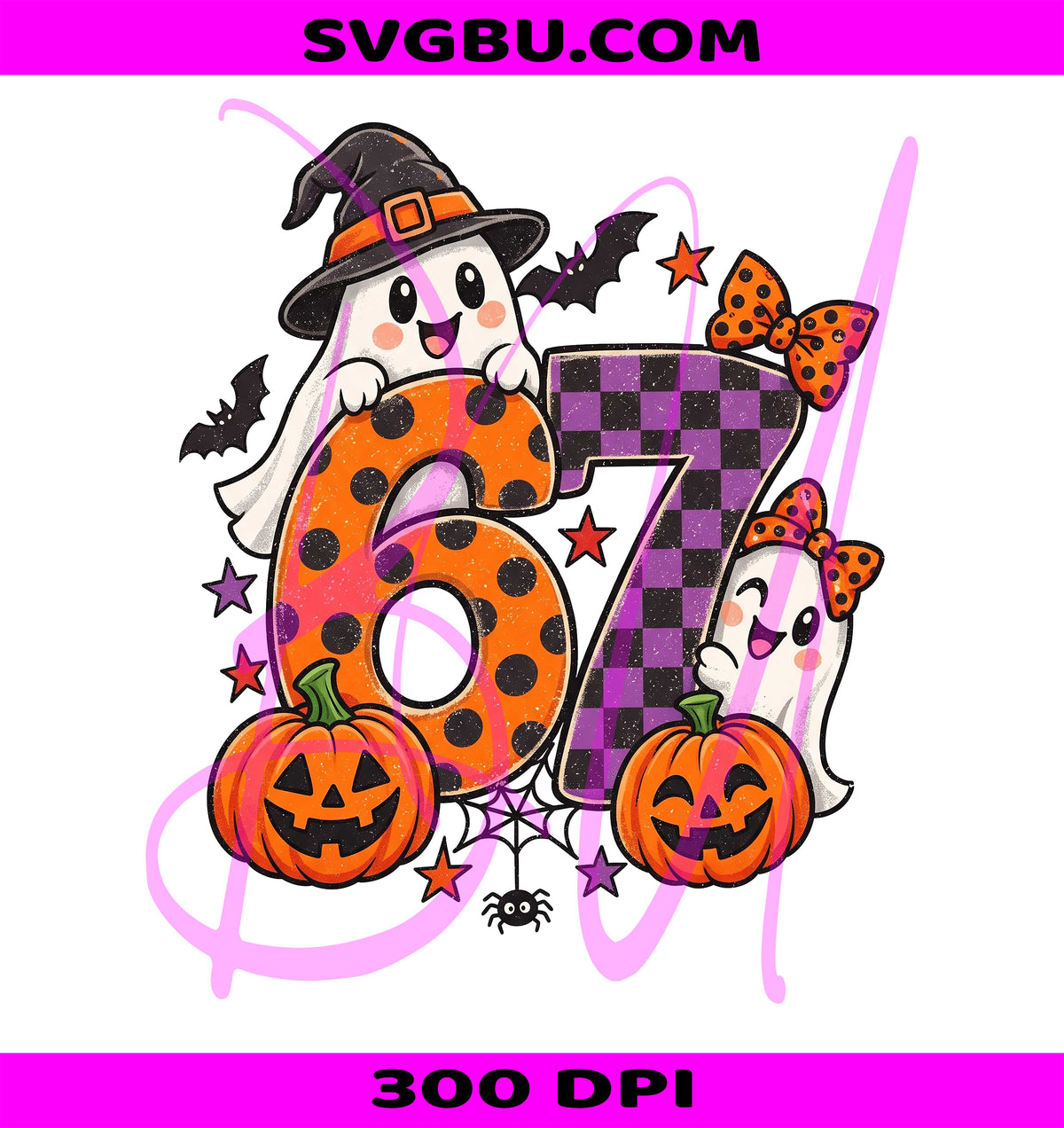 Six Seven Ghost PNG, Cute Spooky Season PNG, Pumpkin Ghost Graphic PNG