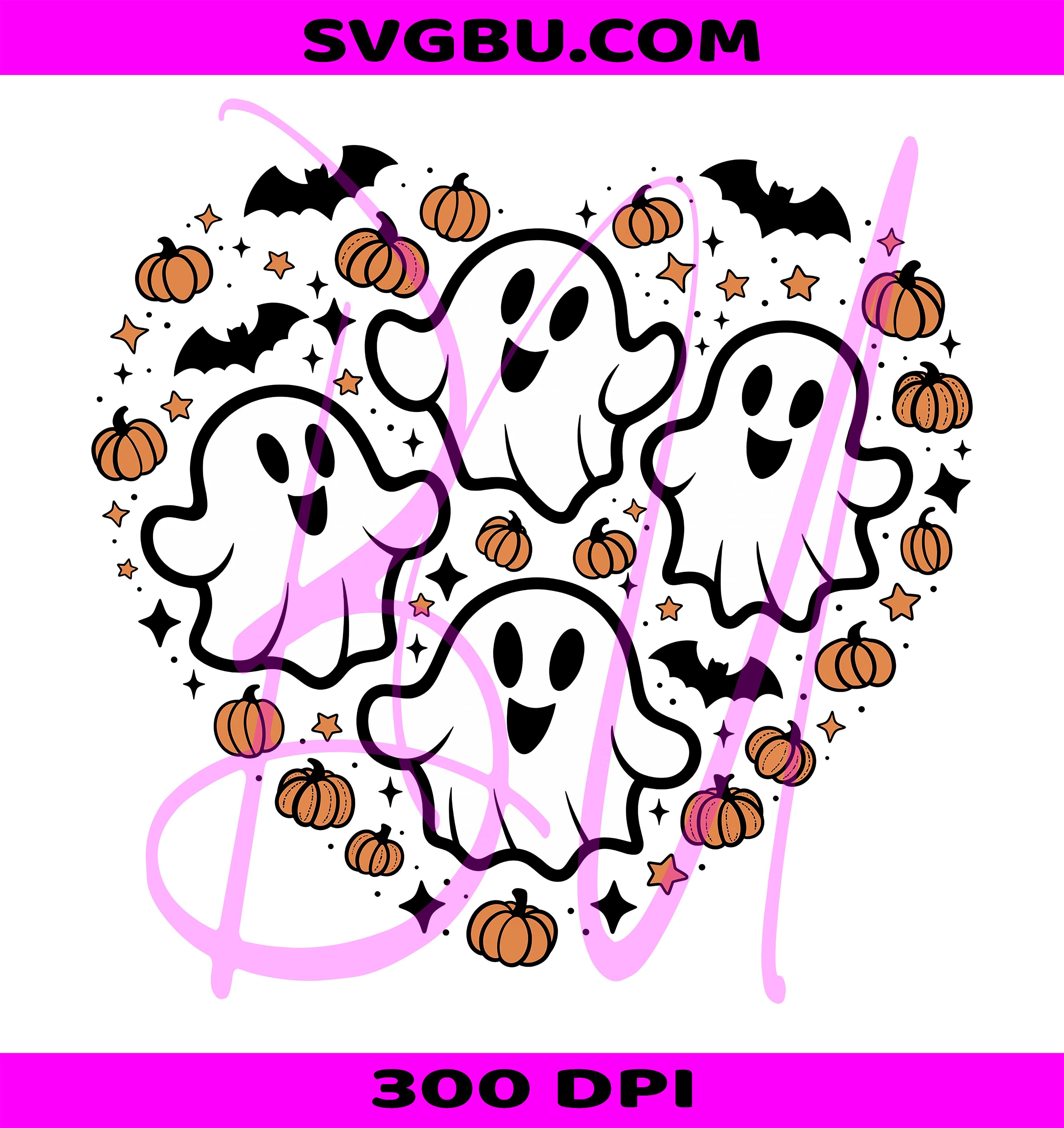 Spooky Ghost Heart PNG, Halloween Ghost PNG, Ghost Pumpkin PNG