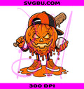 Halloween Baseball PNG, Dripping Pumpkin PNG, Spooky Youth Sports PNG