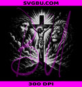 Jesus Retro Christian PNG, Vintage Lion Cross PNG, Spiritual Faith PNG