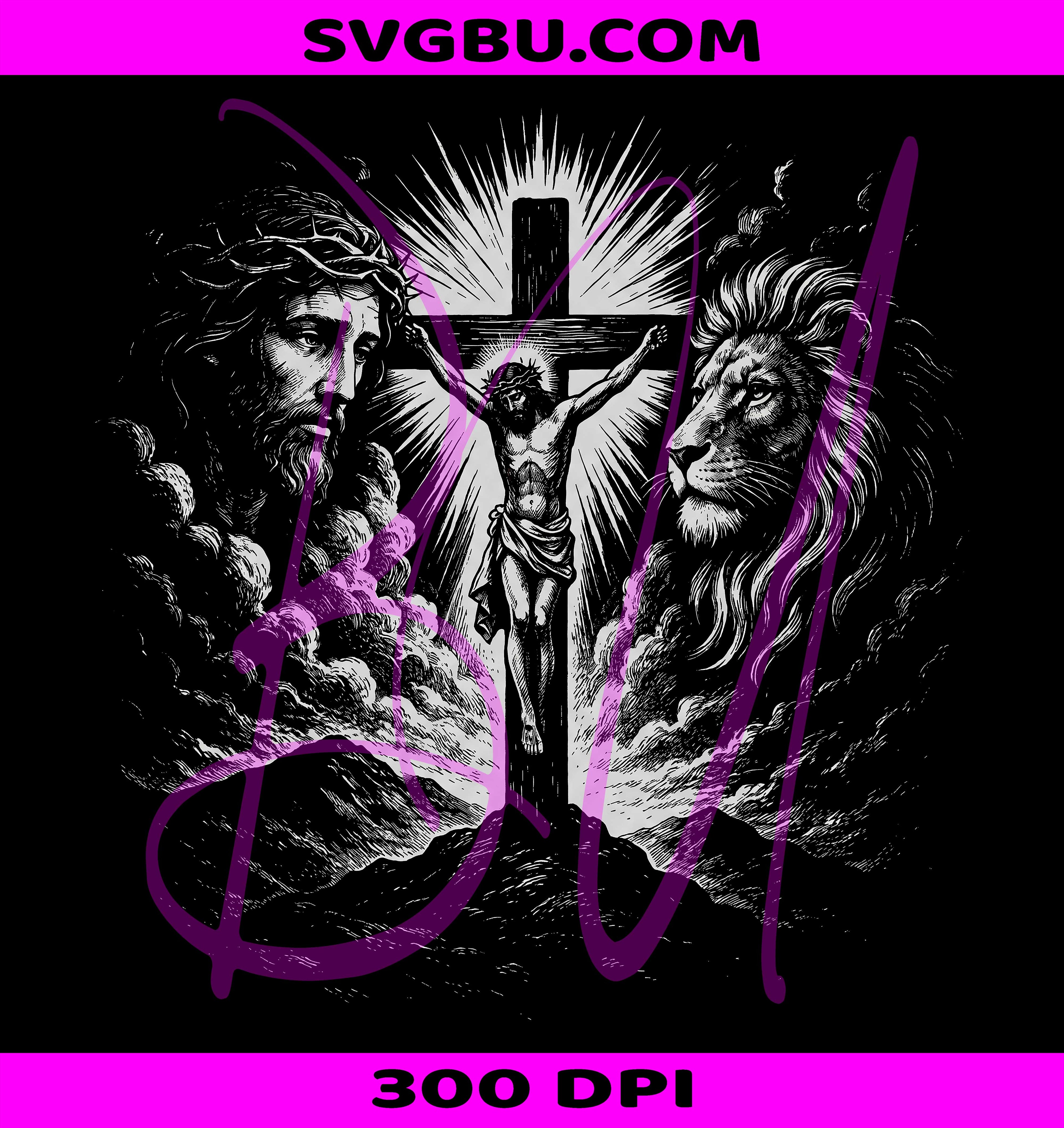 Jesus Retro Christian PNG, Vintage Lion Cross PNG, Spiritual Faith PNG
