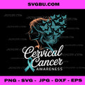 Cervical Cancer Awareness PNG, Month Support Ribbon Butterfly Art PNG